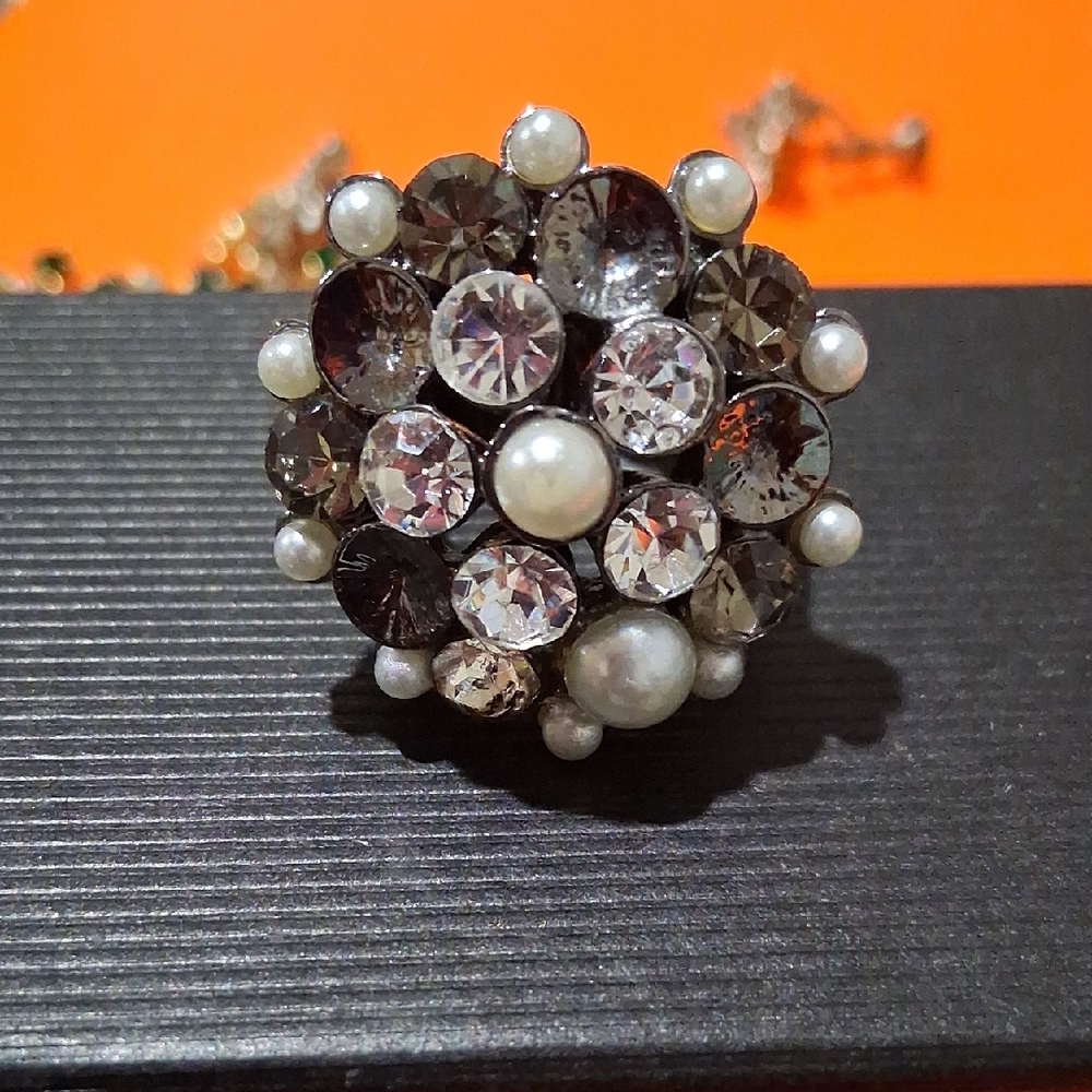 Source Unknown Silver And Black Gem Ring - image 6